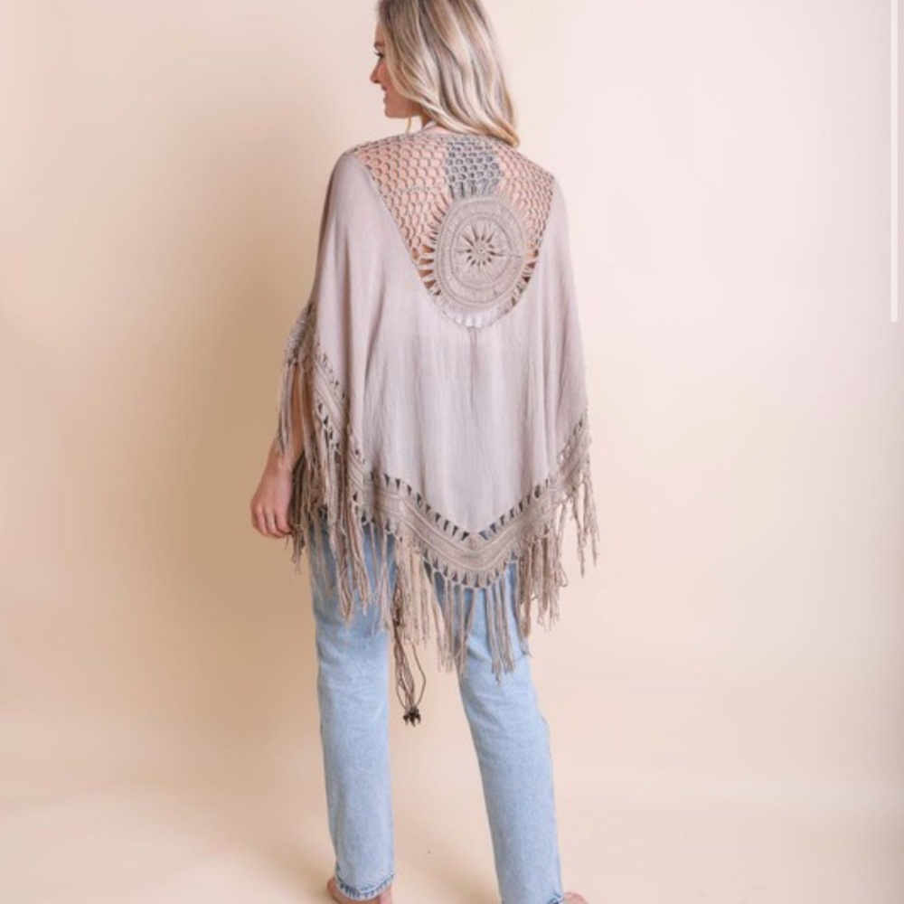 Last 1 ! New Tangier Boho macramé kimono Cardi - Picture 6 of 7